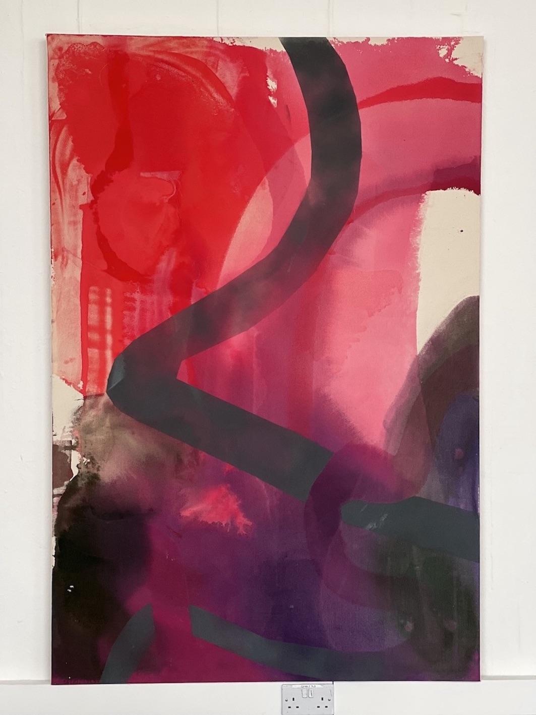 1200X1800MM PINK & GREY PAINTING ON CANVAS.