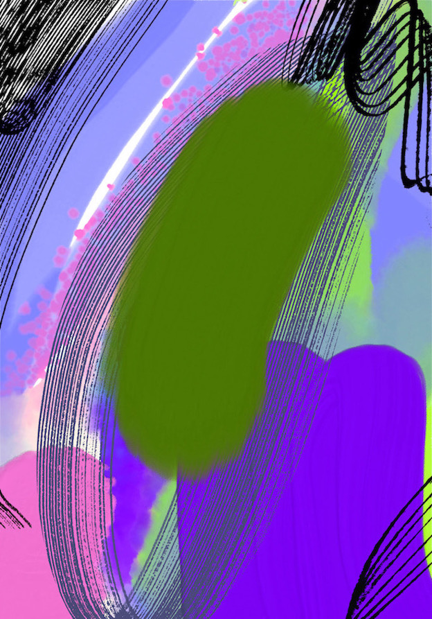 DIGITAL PAINTING, GREEN AND PURPLE. 