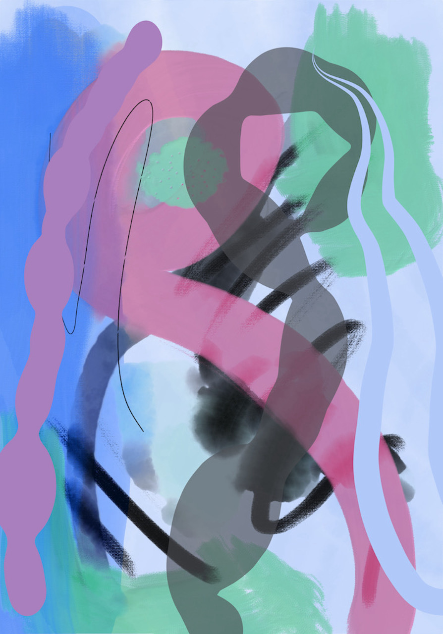 DIGITAL PAINTING 2, PINK, GREEN AND BLUE.
