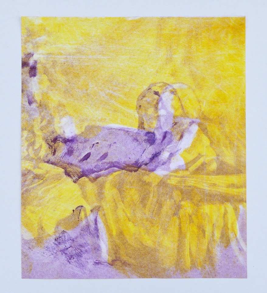 Small monotype, purple and yellow