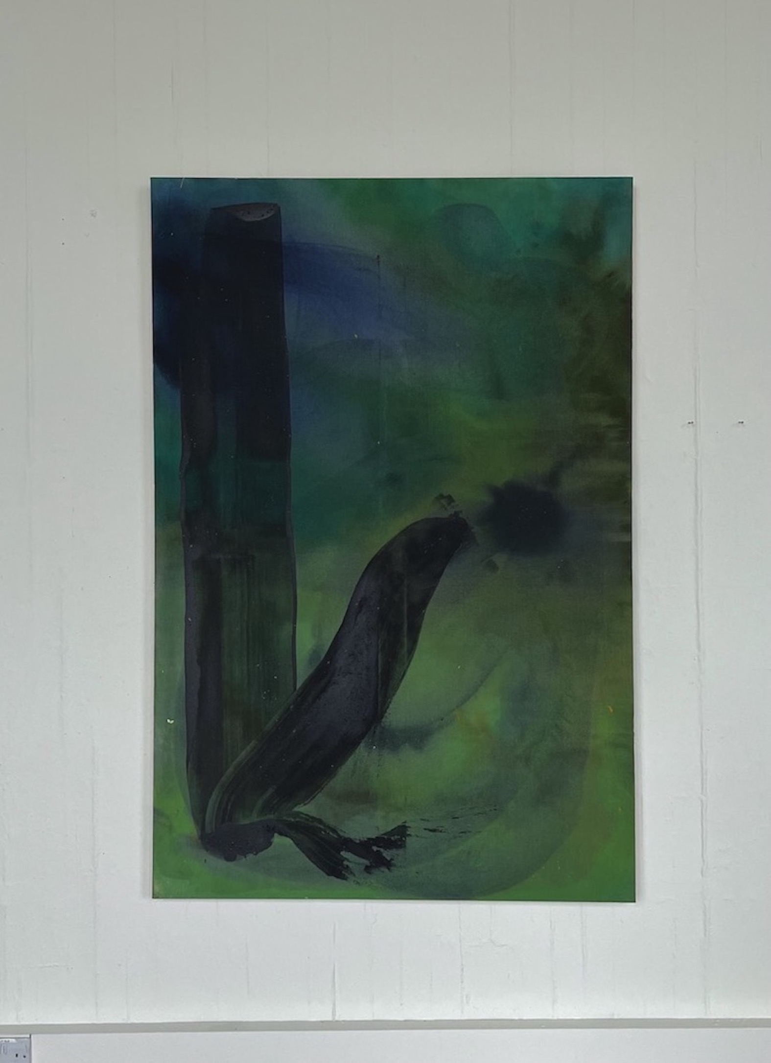 1200X1800MM GREEN AND BLUE PAINTING ON CANVAS.