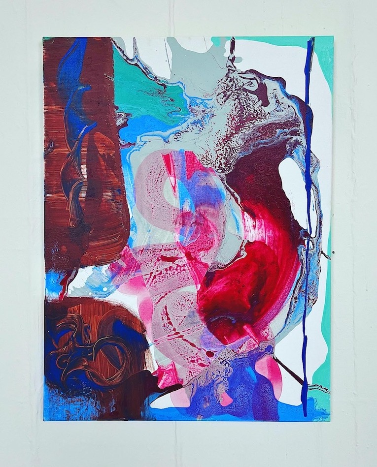 ACYRLIC PAINT AND INK ON CANVAS. 