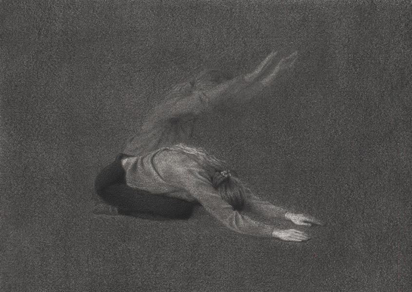 Drawing of a figure bowing