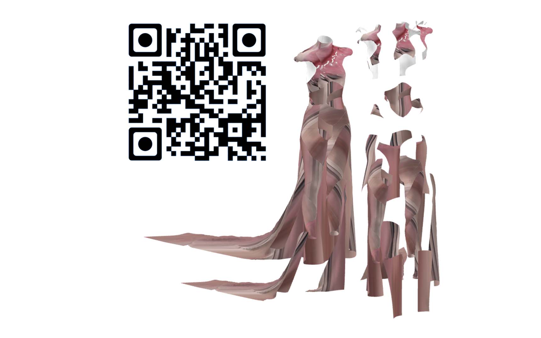 digital version of skirt and bodysuit with qrcode