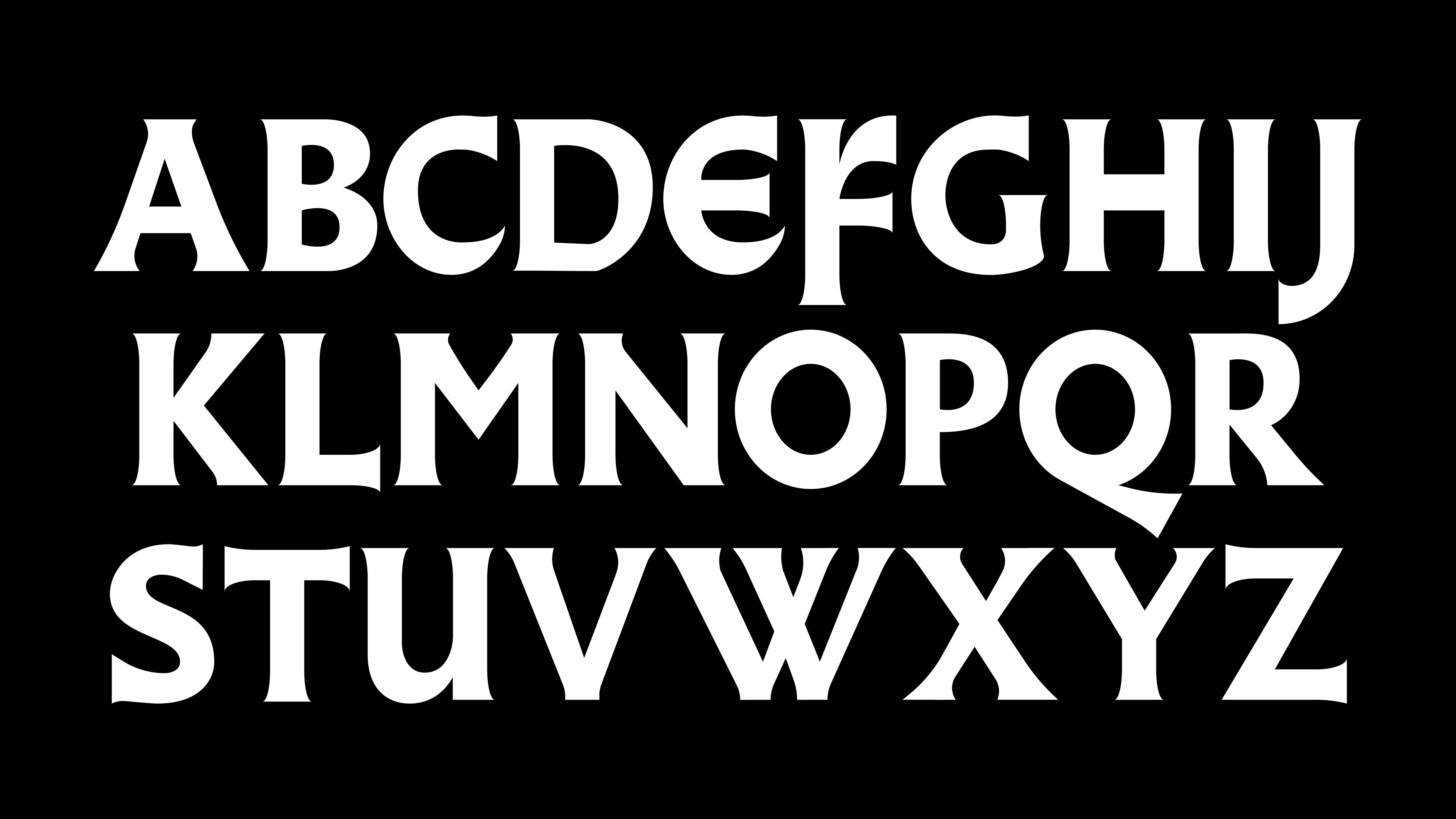 Character map of Edina typeface