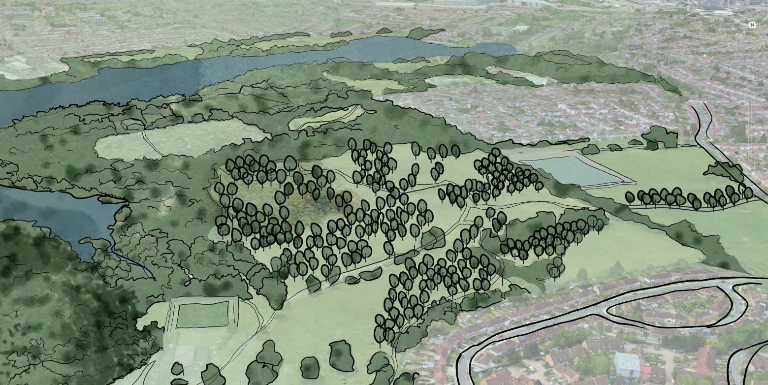 sketch looking south