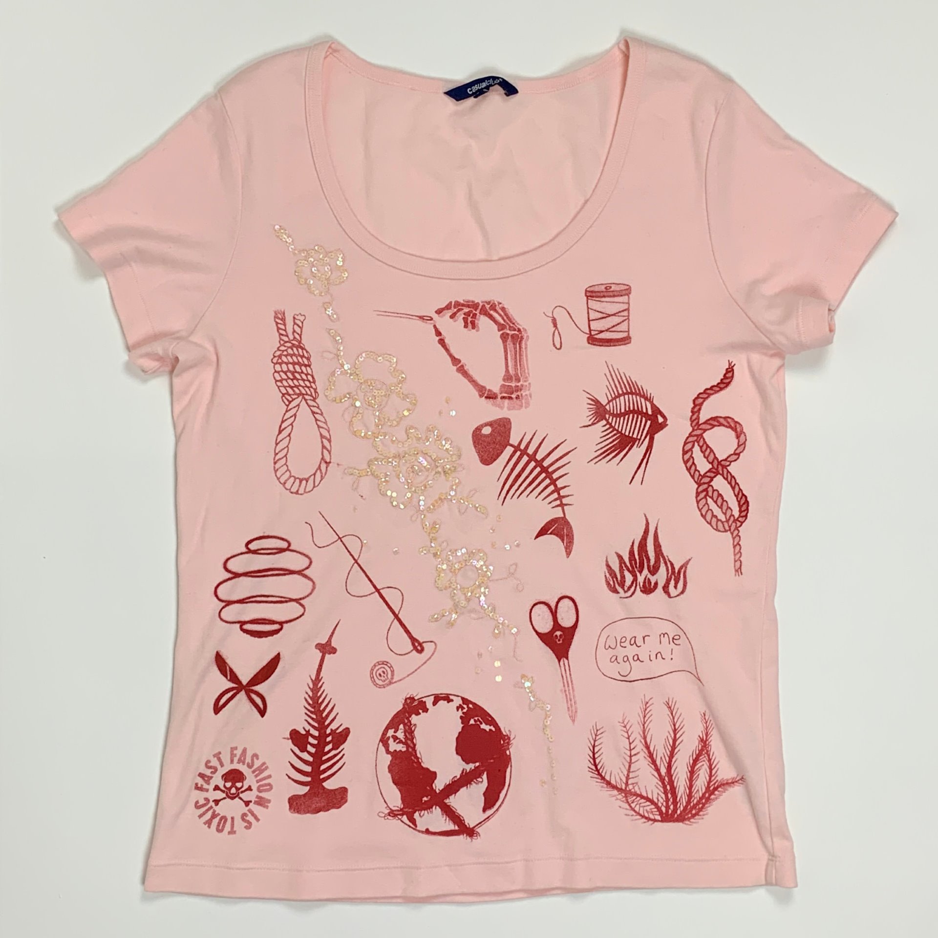 pink top printed