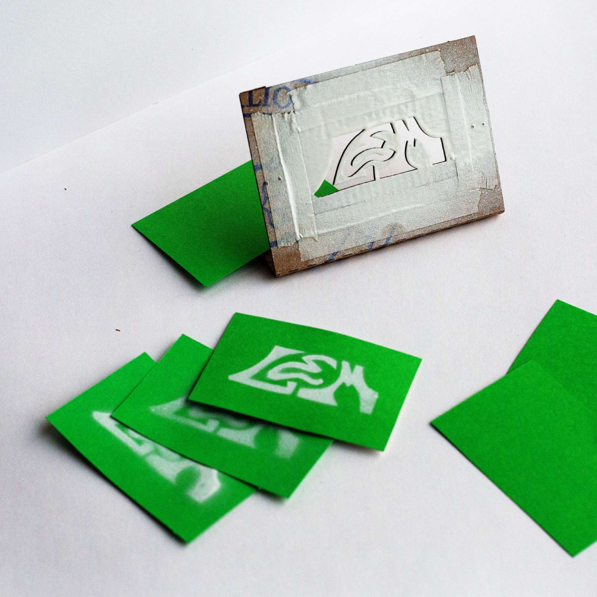 card holder white spray on green