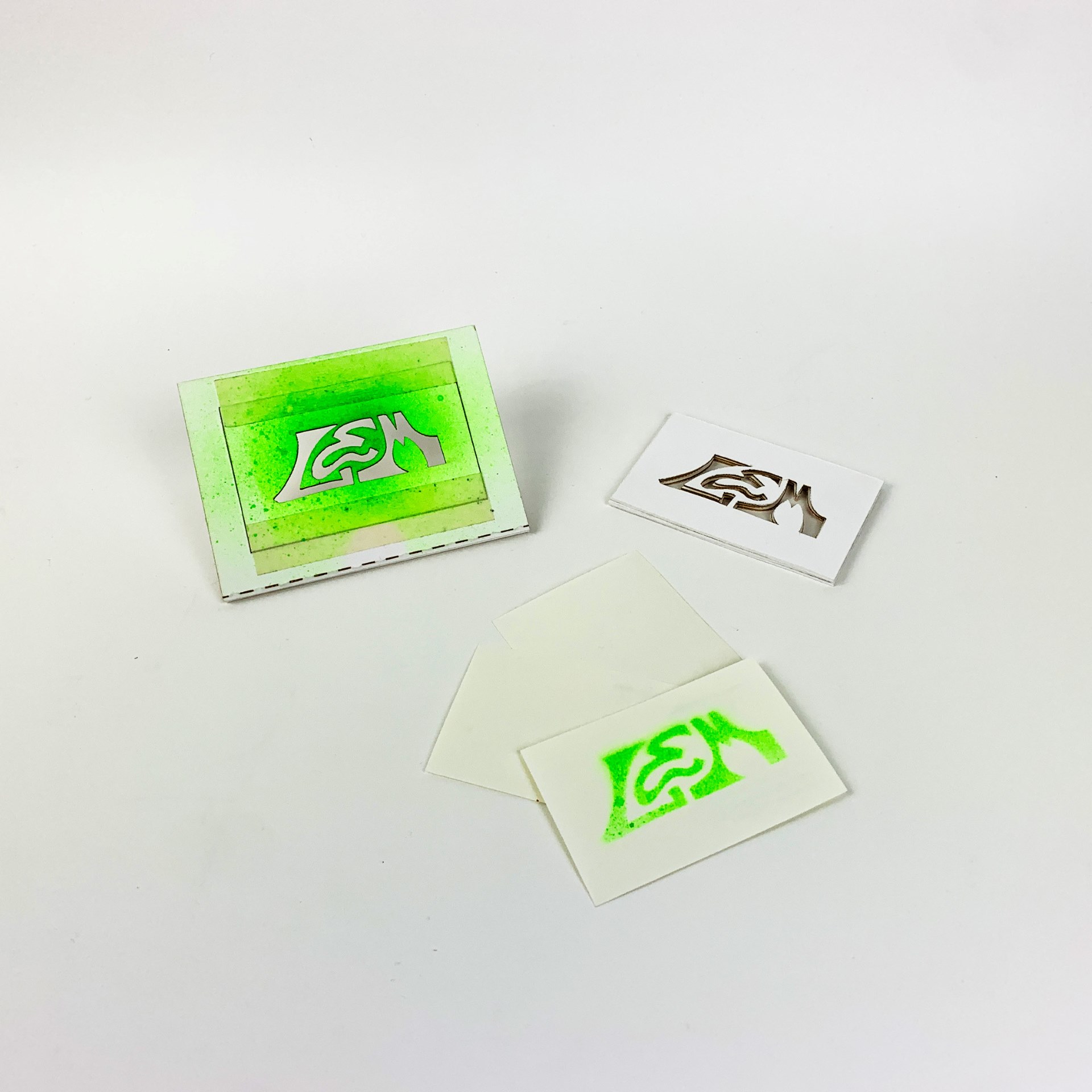 card holder green spray on white