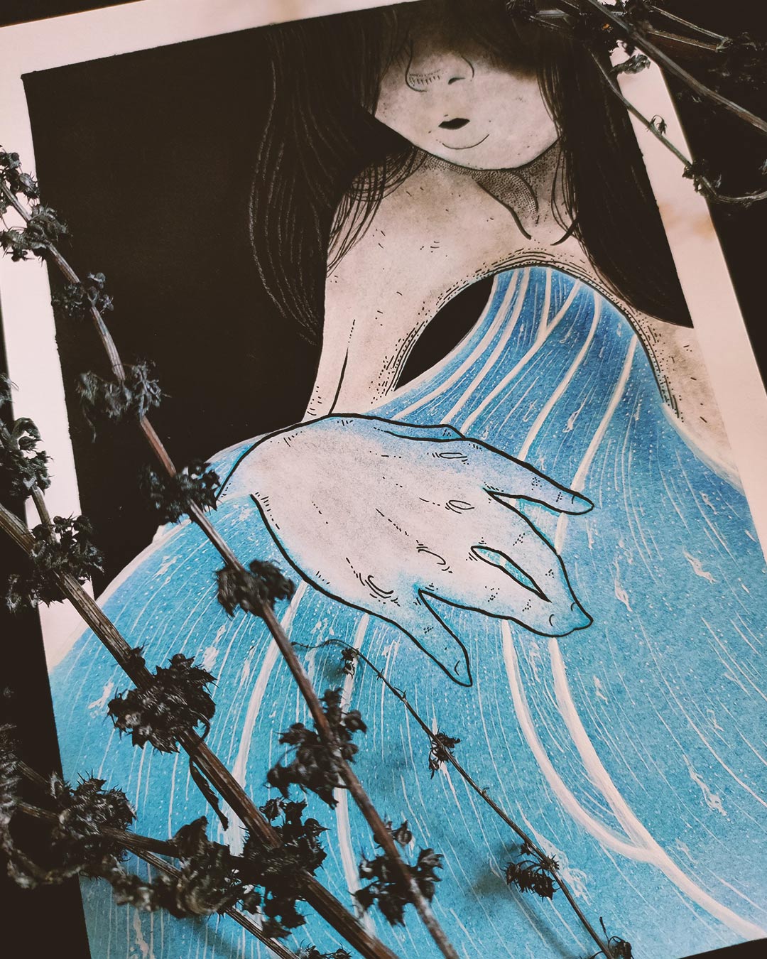 Glimmer, mixed media illustration