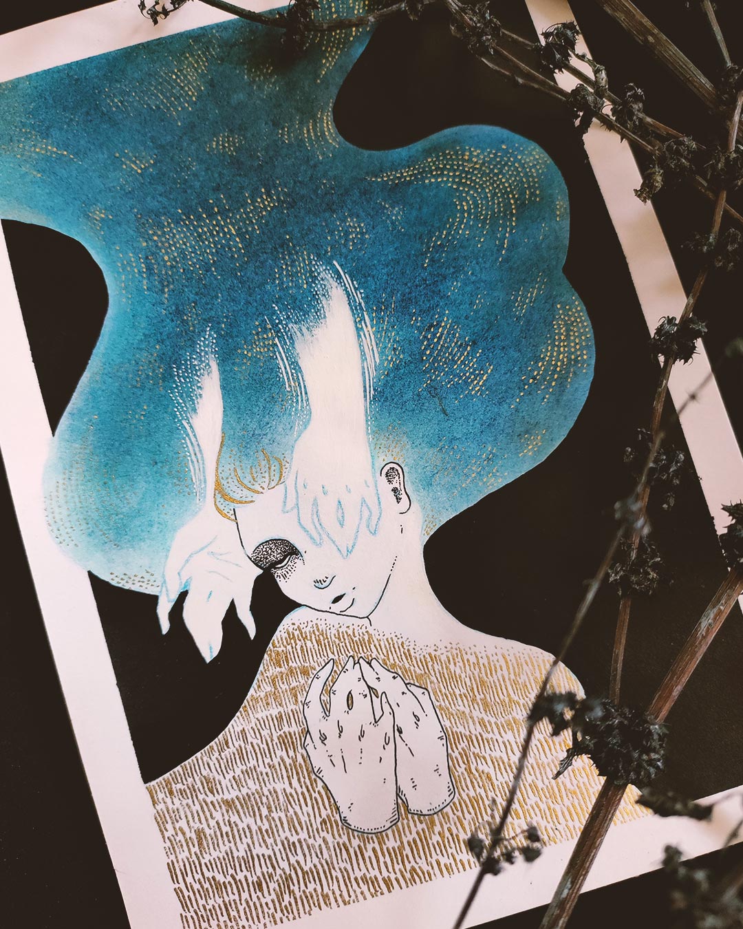 One More Light. Mixed media illustration.