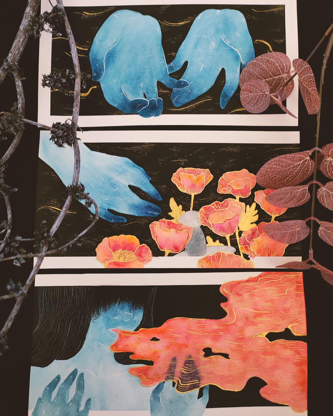 Ware, Yami Tote. Mixed media illustrations.