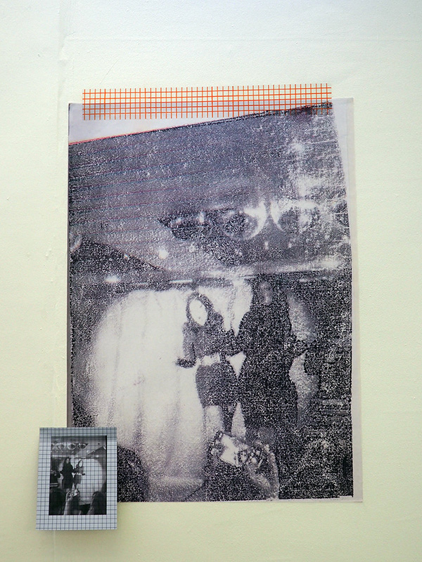 Enlarged print, with enlarged post-it note.