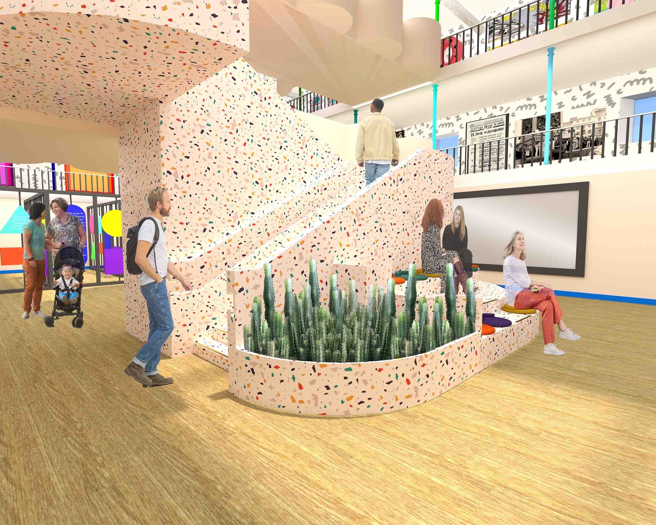 Interior Staircase and Tiered Seating Visualisation