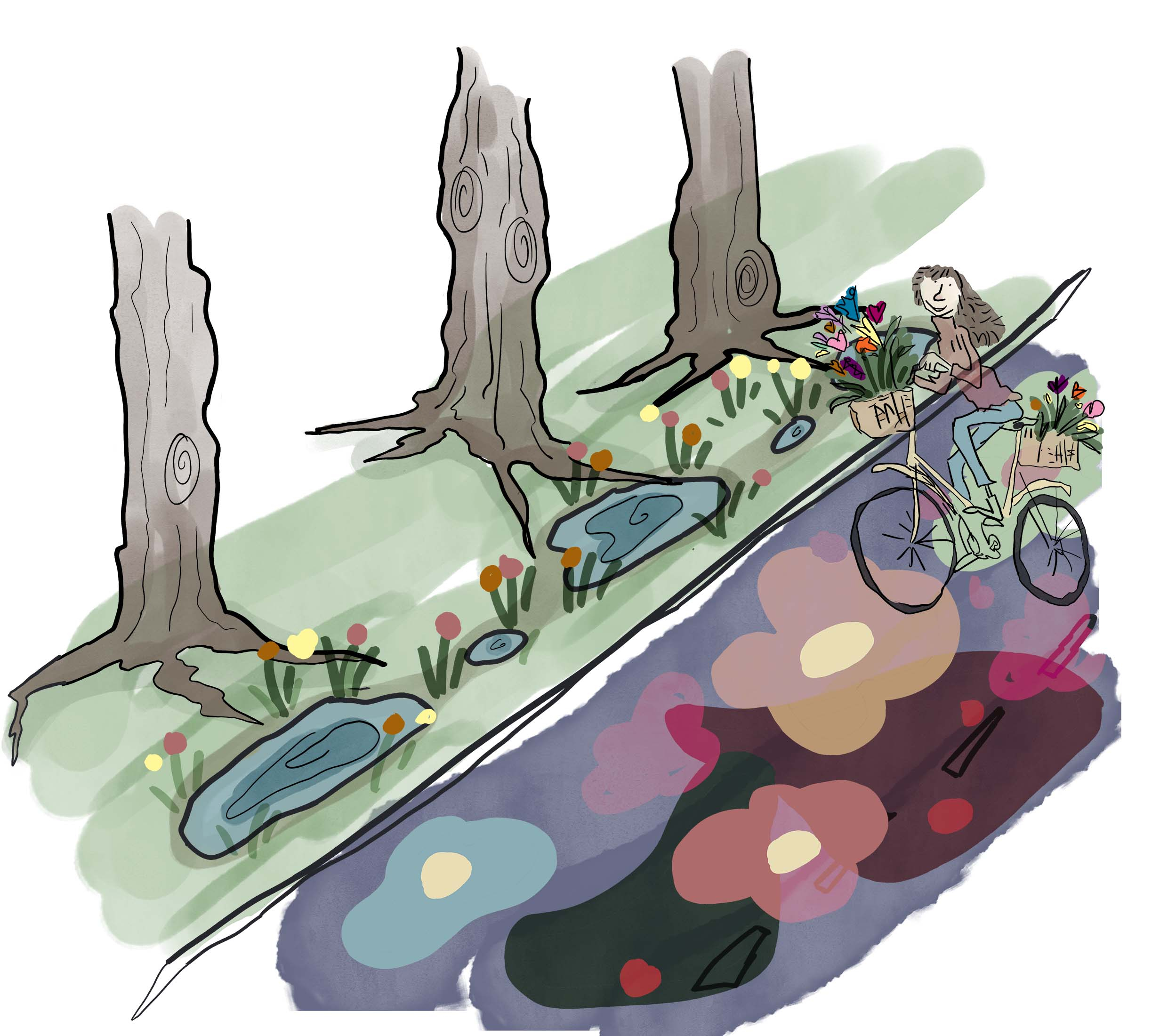 Bike Path with Mural and sweals