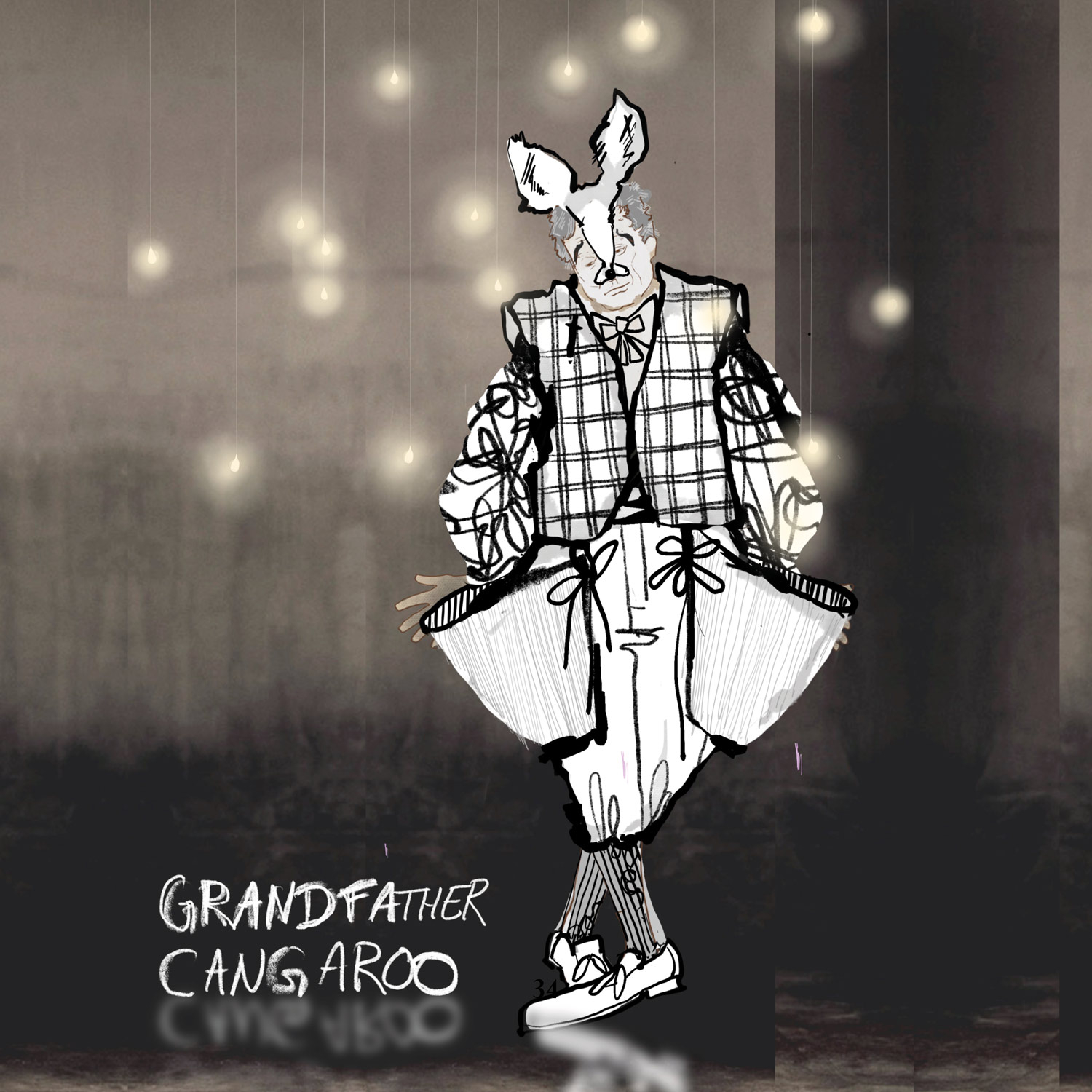 Illustration of Man in a Cangaroo Costume with a Suit
