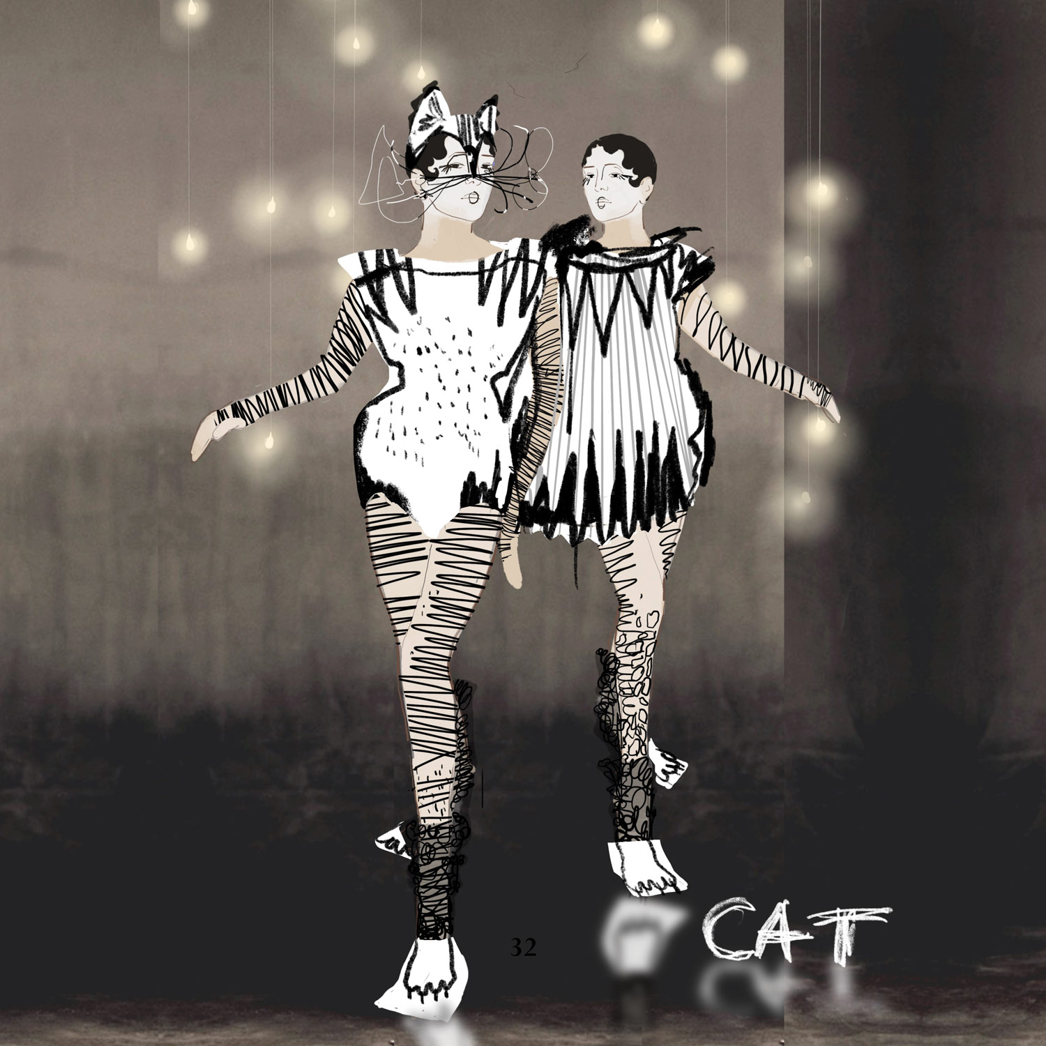 Illustration of two women wearing a Cat costume