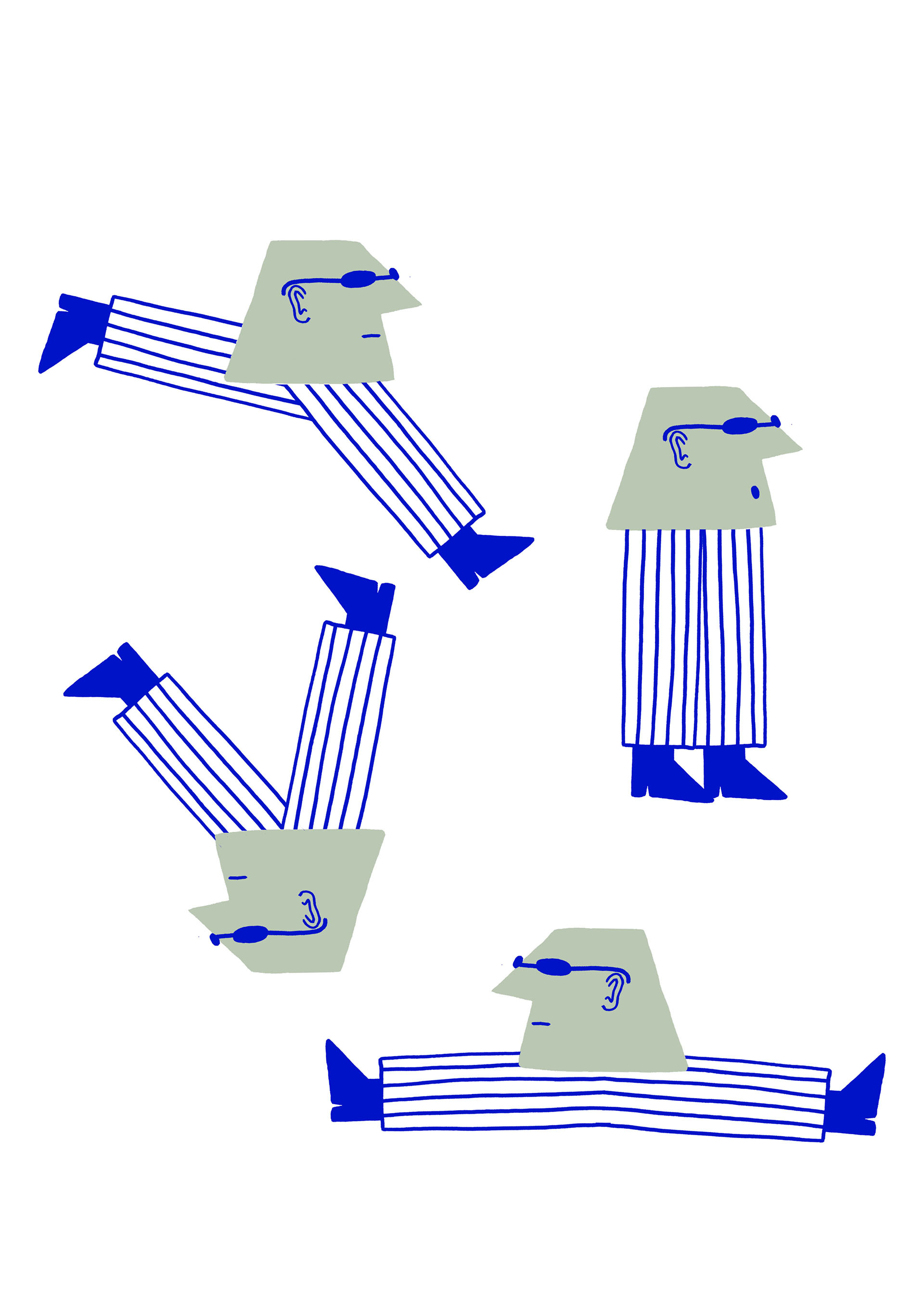 An illustration of four characters in poses that reflect dancing 