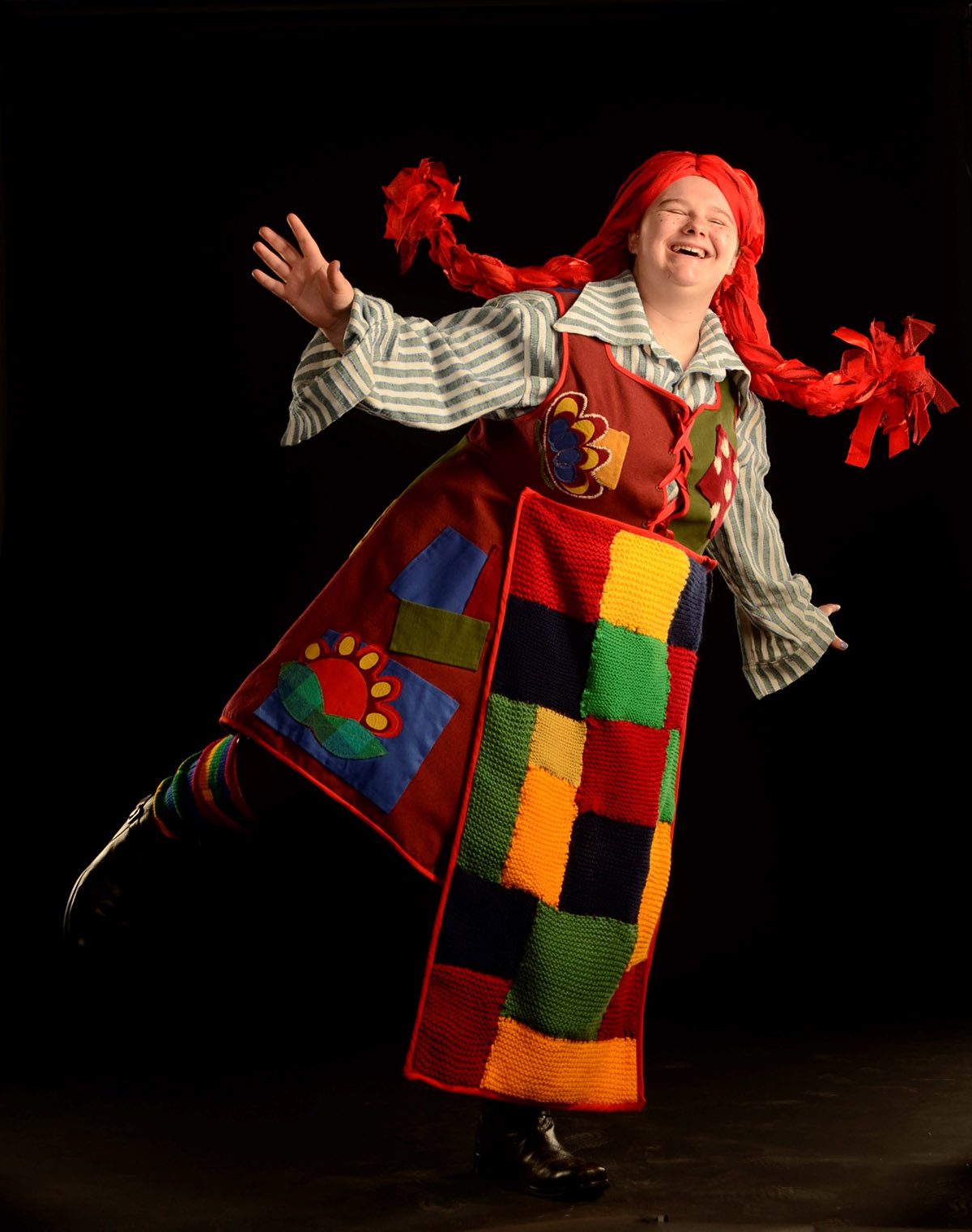 A costume for the character of Pippi Longstocking for children's theatre.