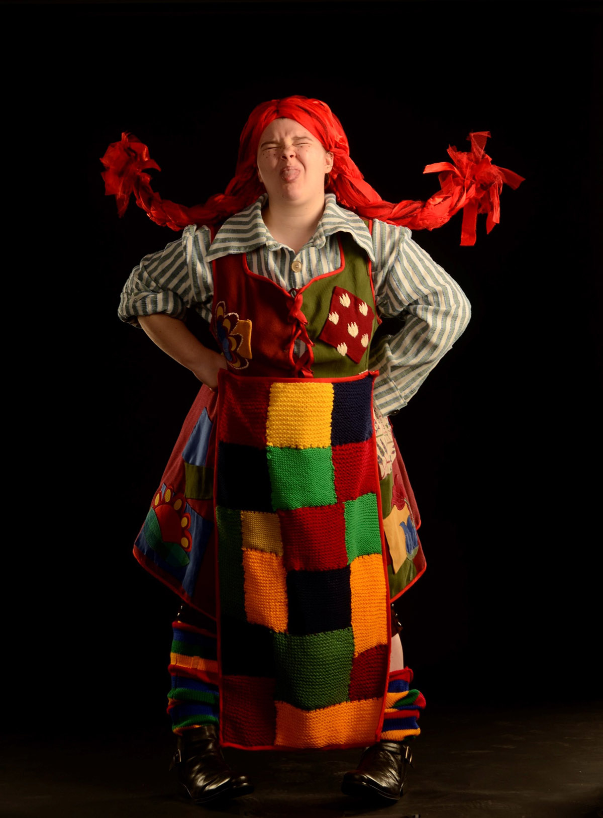 A costume for the character of Pippi Longstocking for children's theatre.