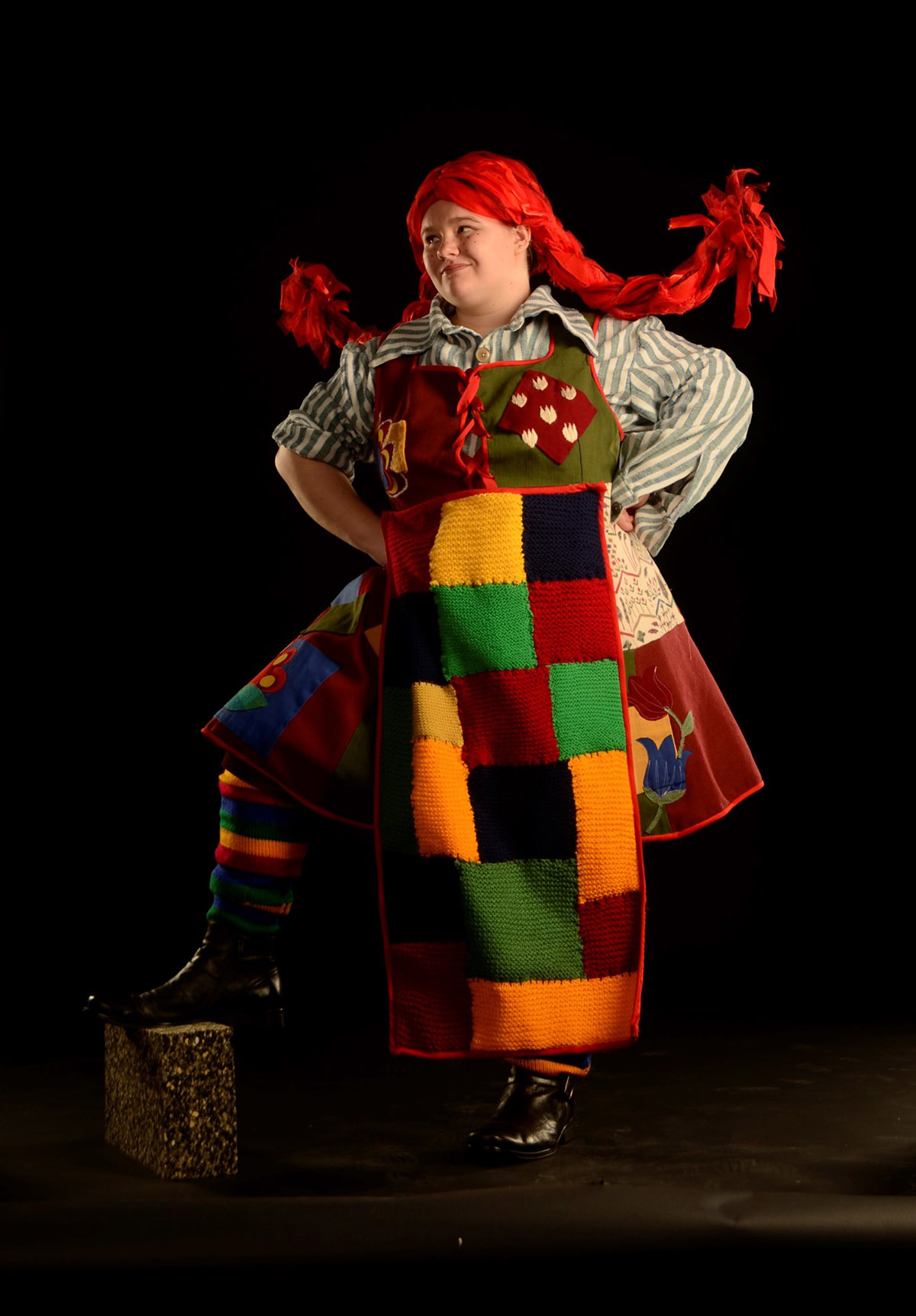 A costume for the character of Pippi Longstocking for children's theatre.