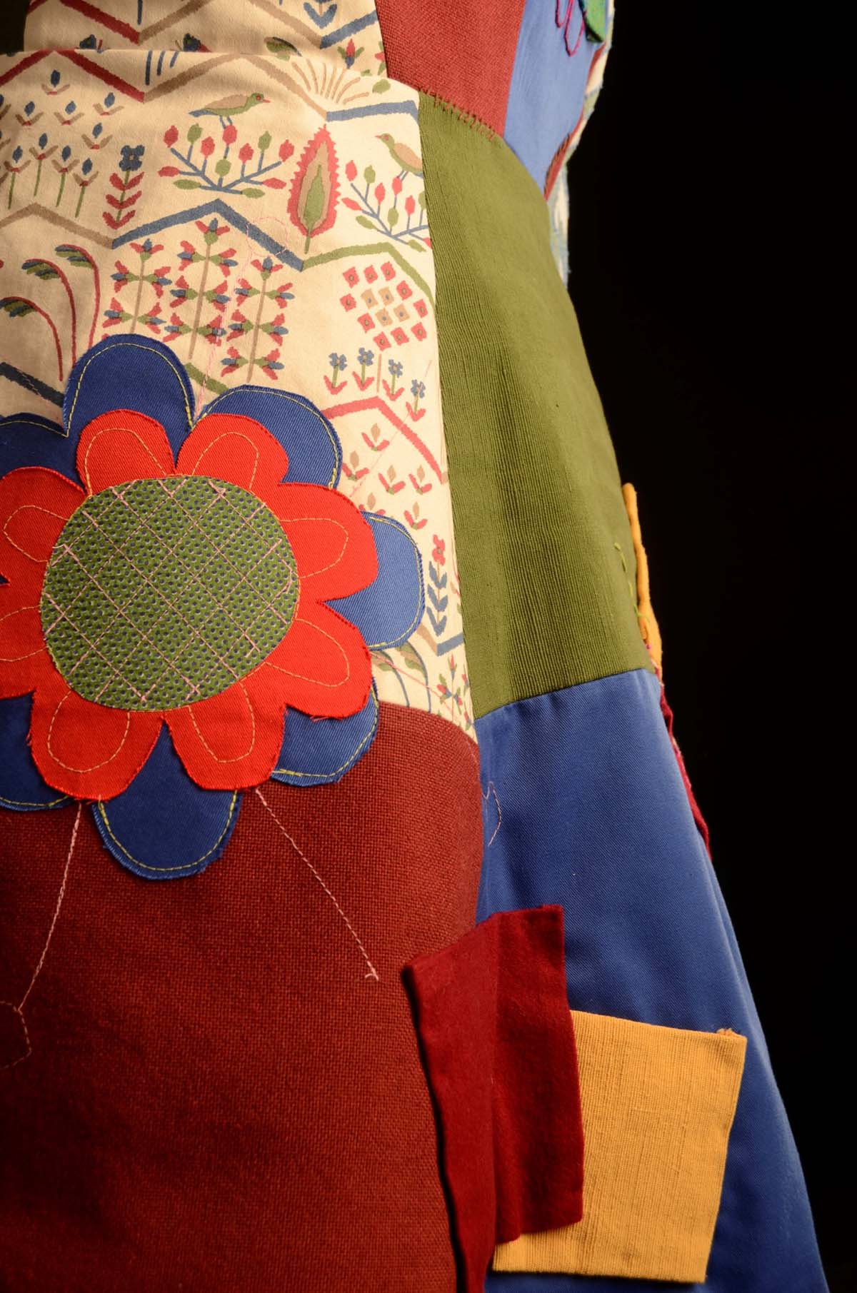 A close up of a costume for the character of Pippi Longstocking for children's theatre.