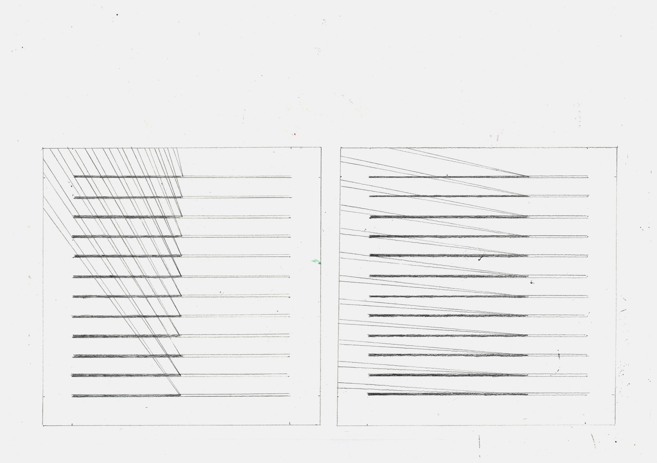 Photo of a graphite drawing on paper inspired by needles and ladders