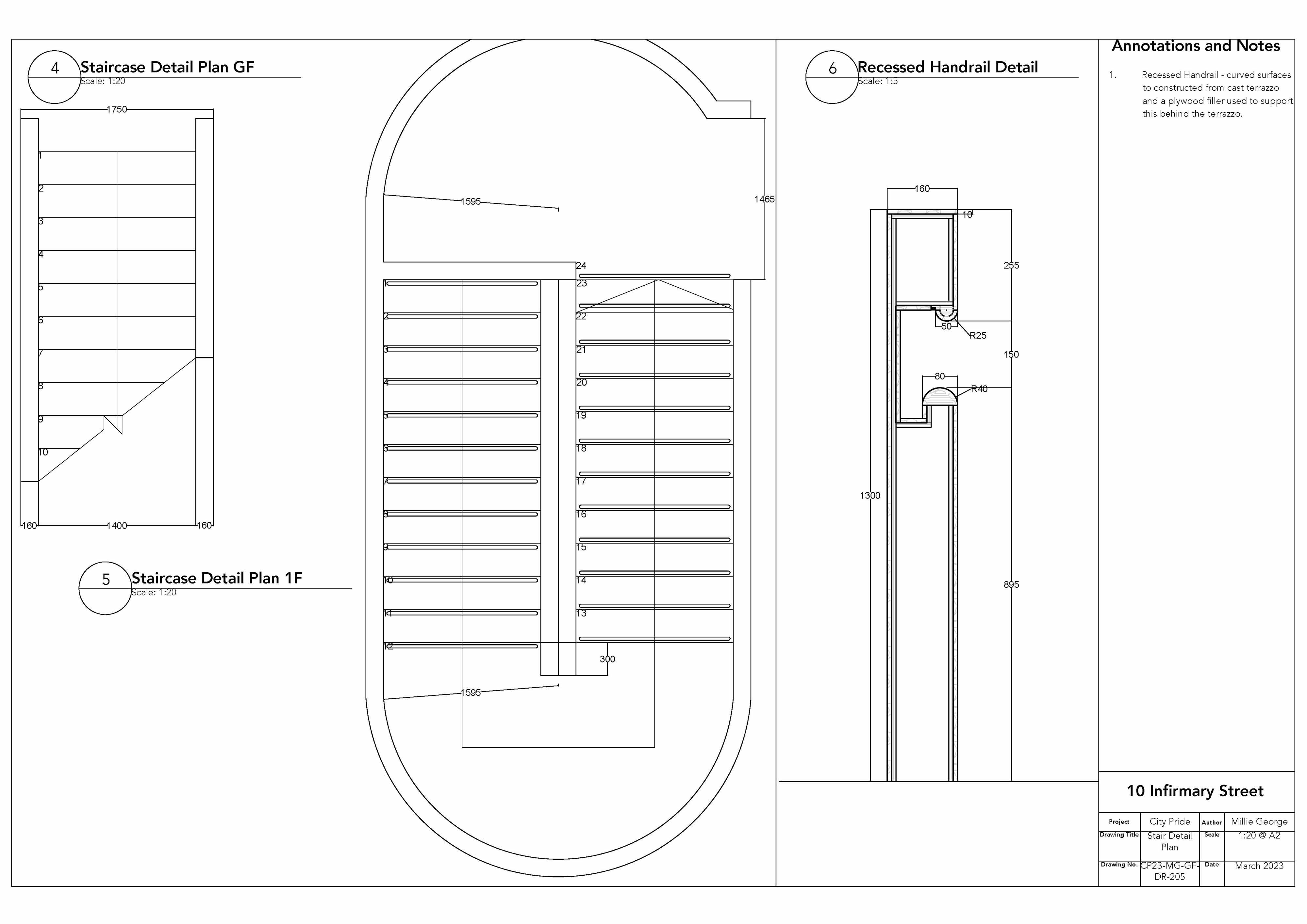 Staircase Plan and Handrail Section