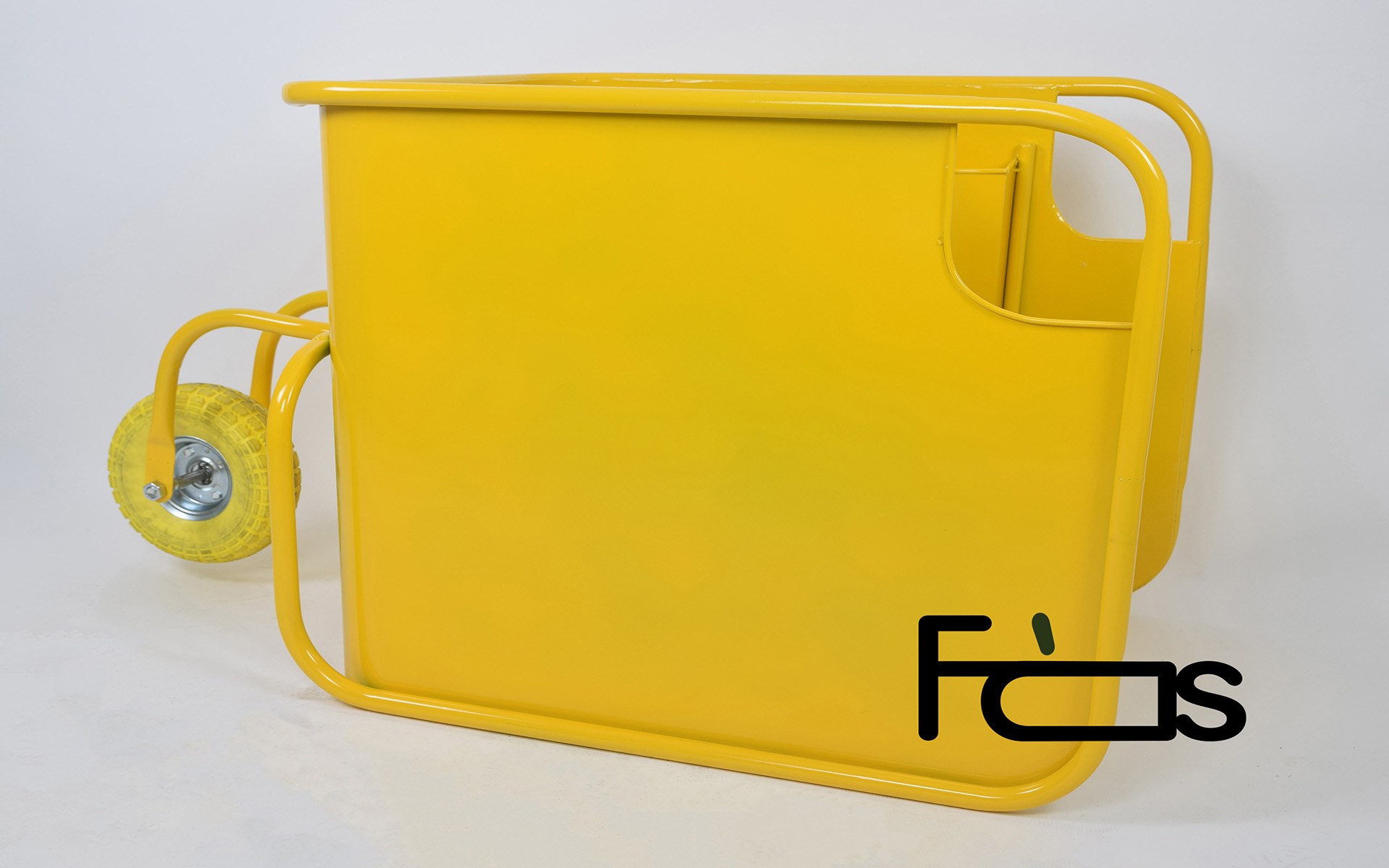 A yellow, movable planter