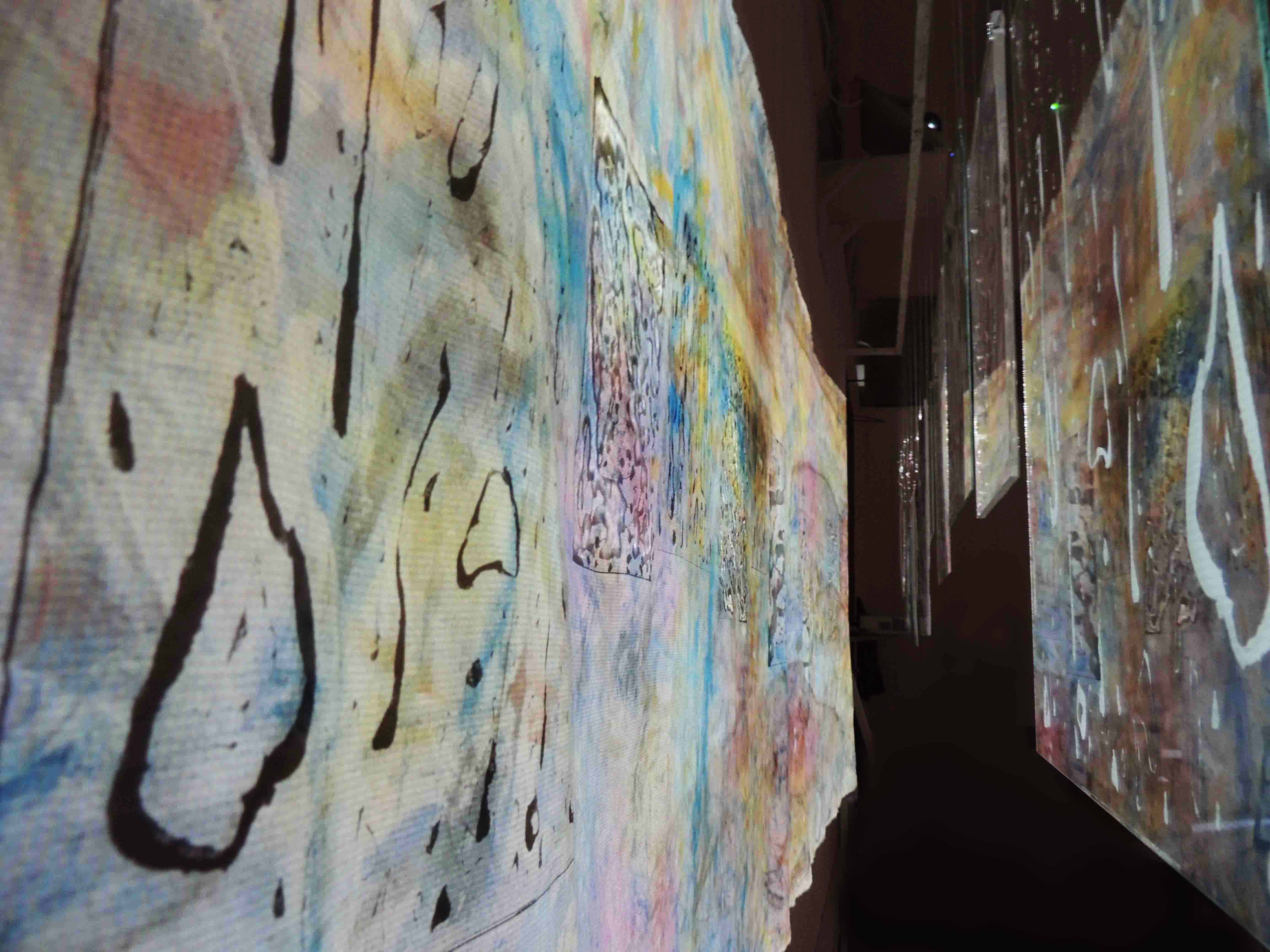 Falling rain, close up of work for 2023 Graduate Show install
