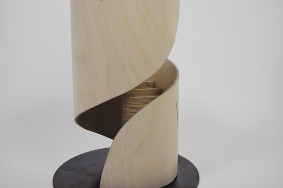 A close up view of the wooden spiral