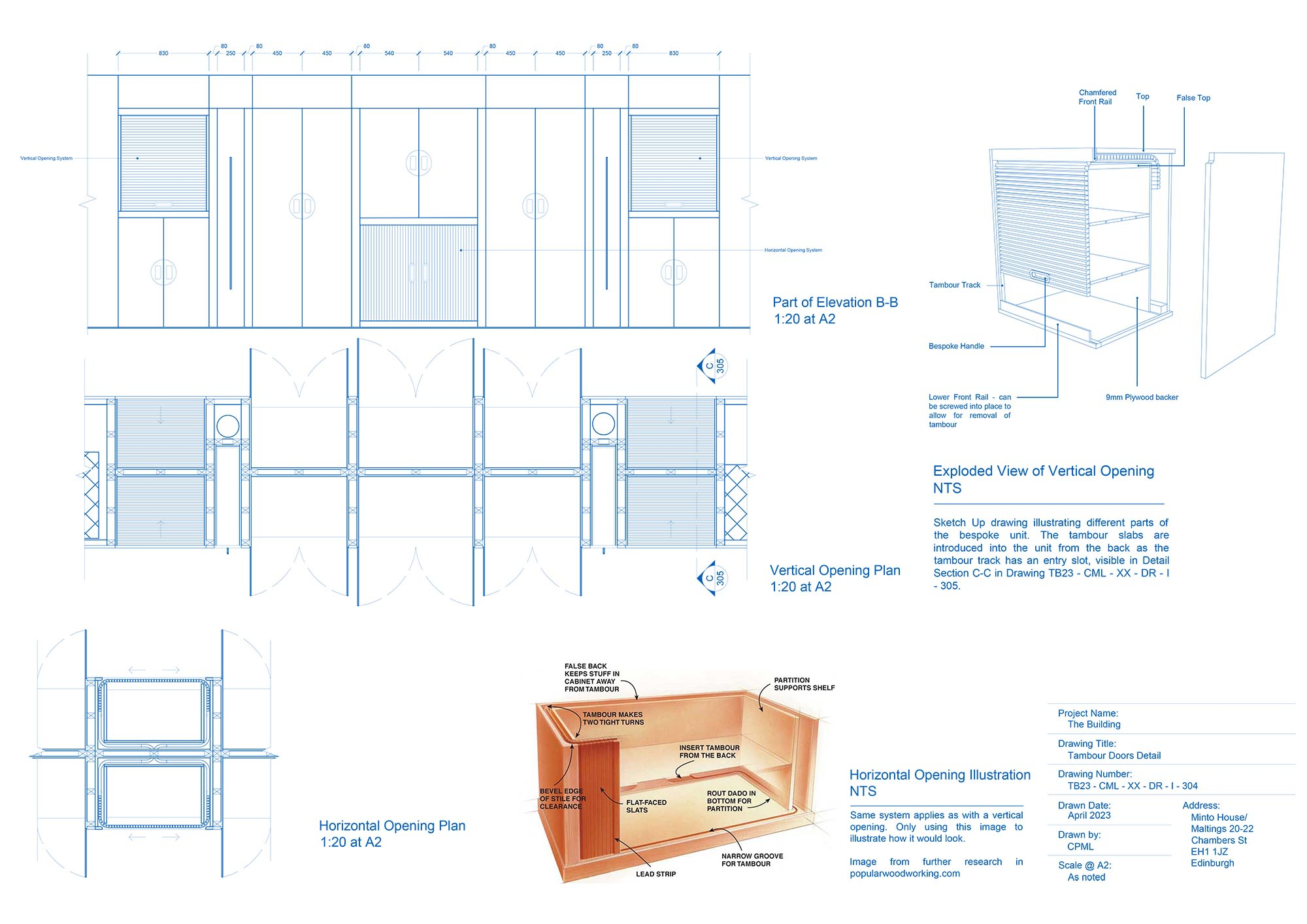 Detail drawings of one type of doors within the proposed main space