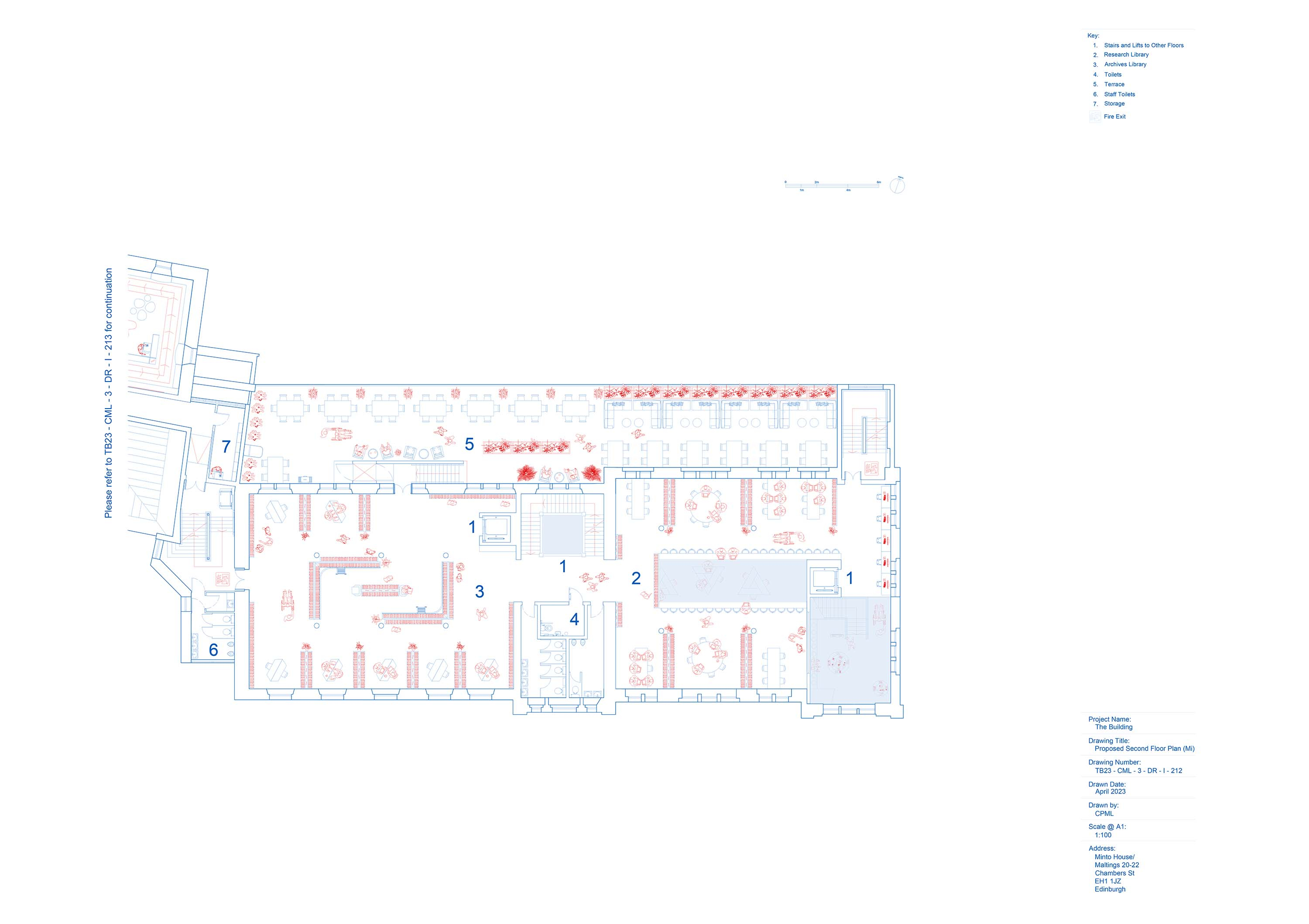 Floor plan of the first floor in the Maltings side of the building