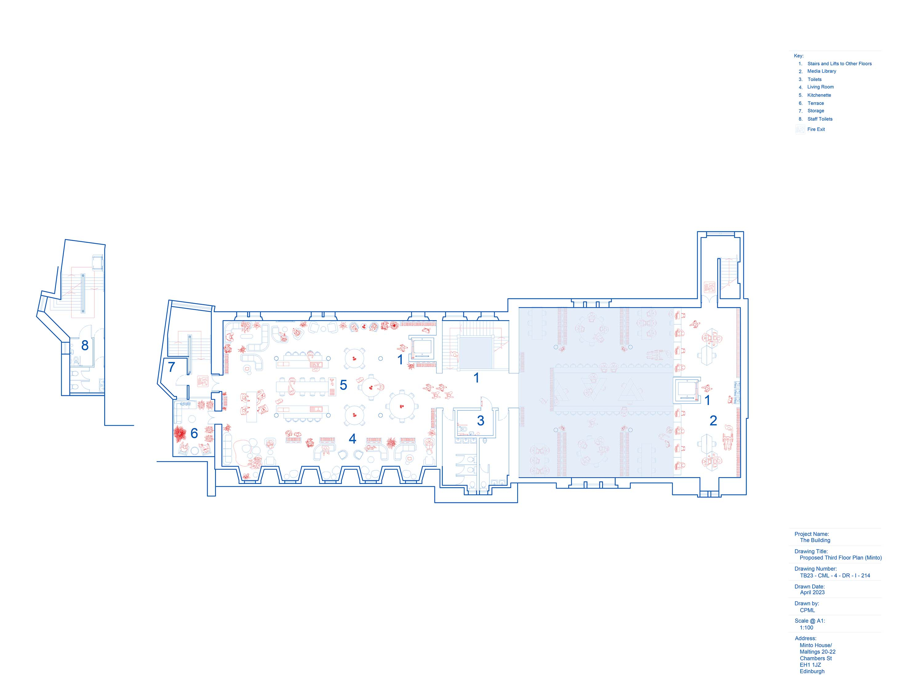 Floor plan of the third floor in the Minto side of the building