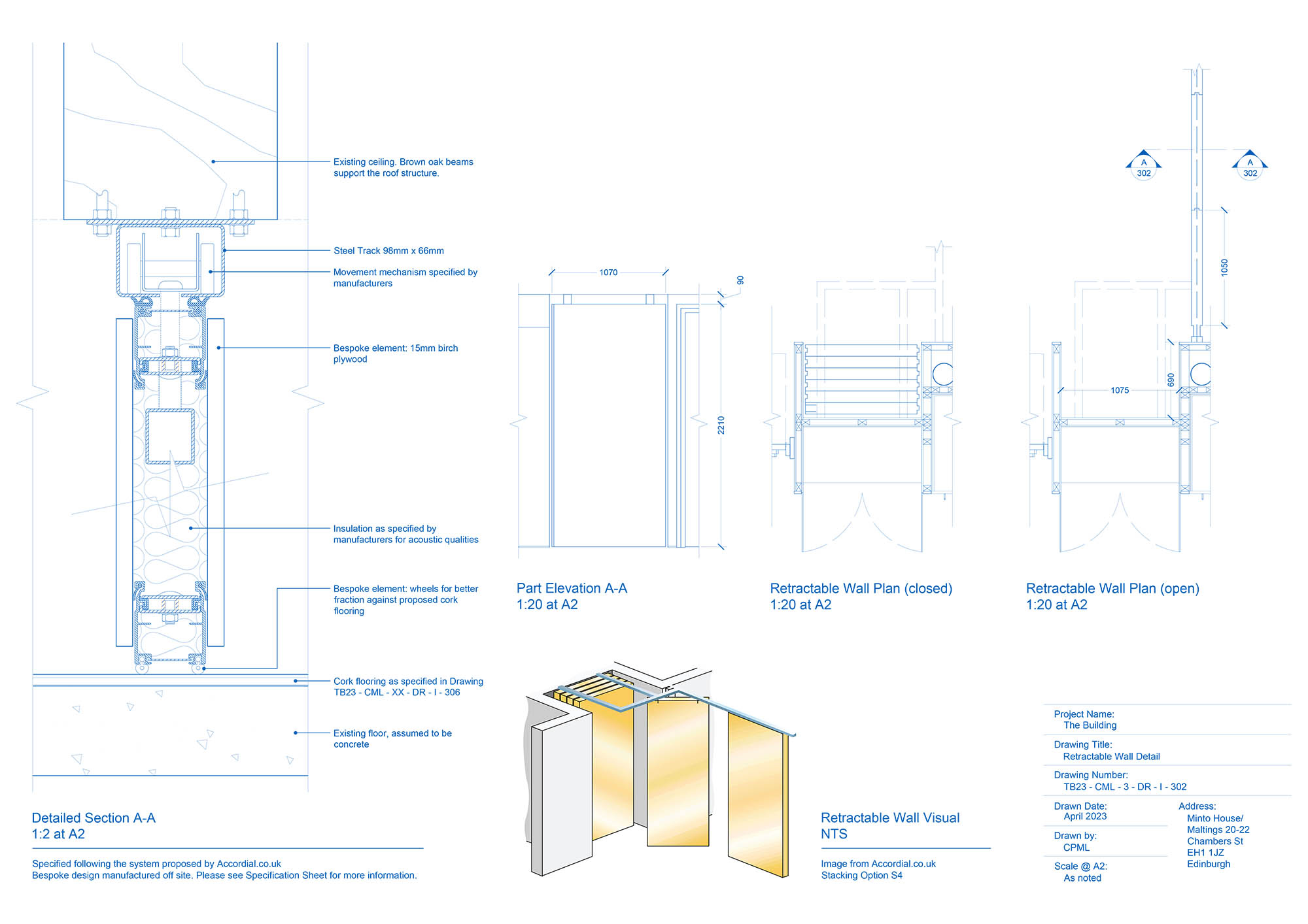 Detail drawings of one type of doors within the proposed main space