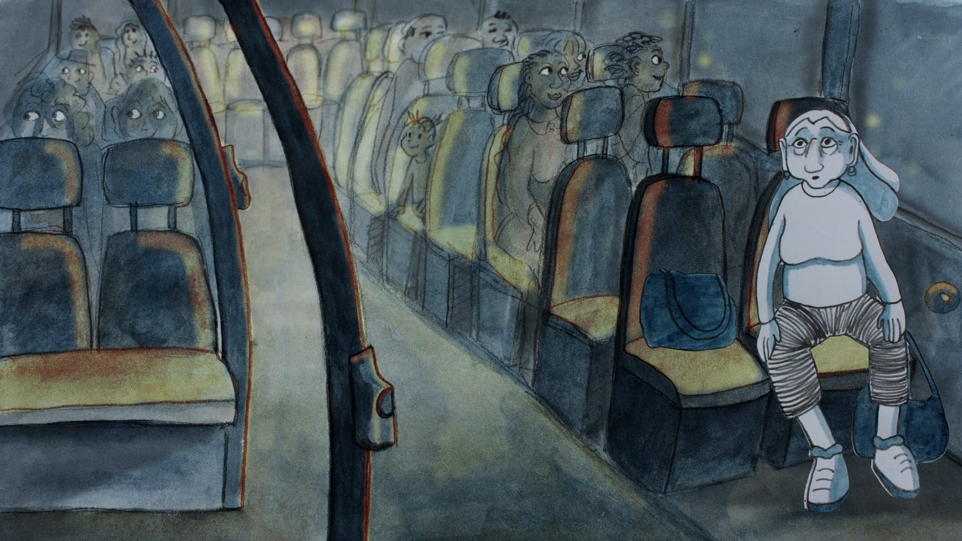 woman sitting in a bus