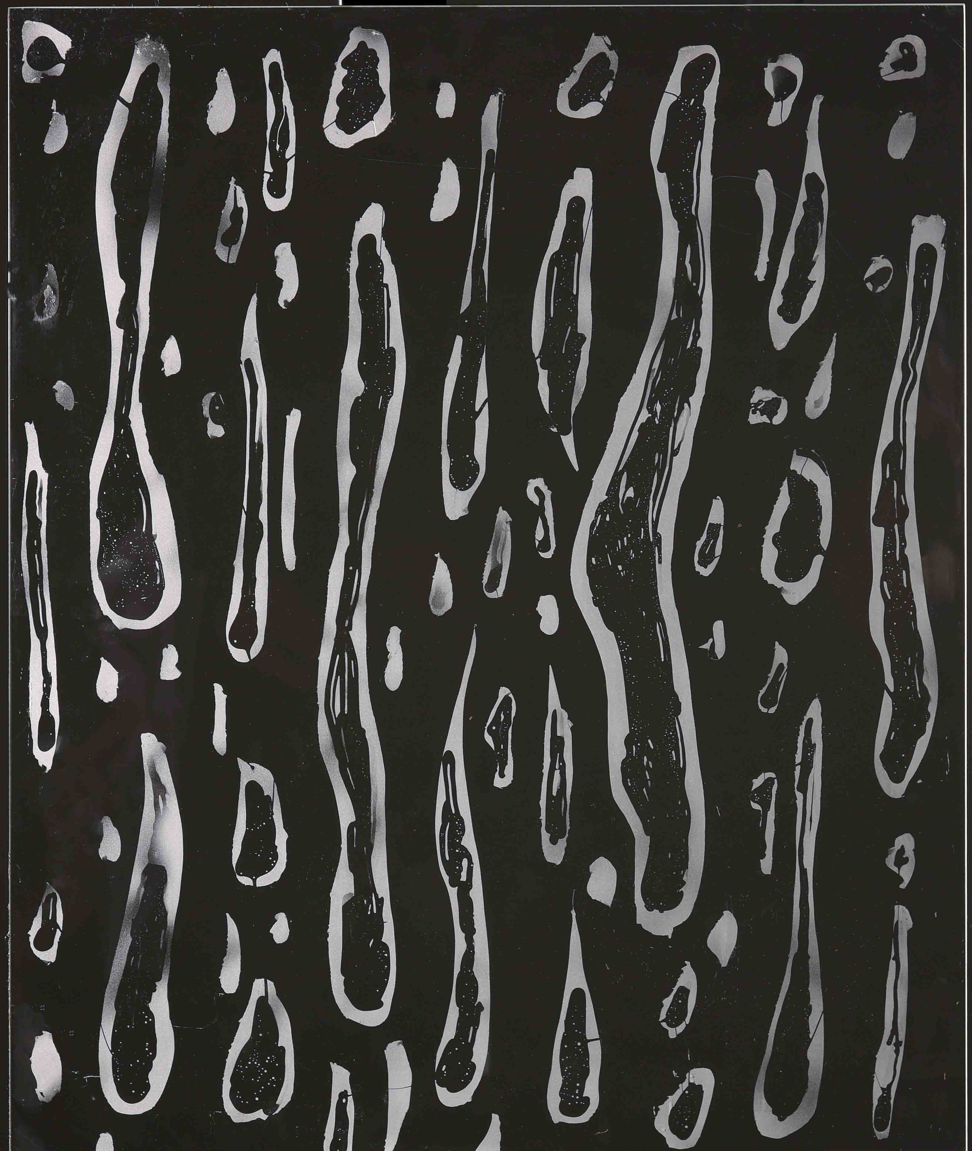 Tracks, sandblast glass panel, 2023