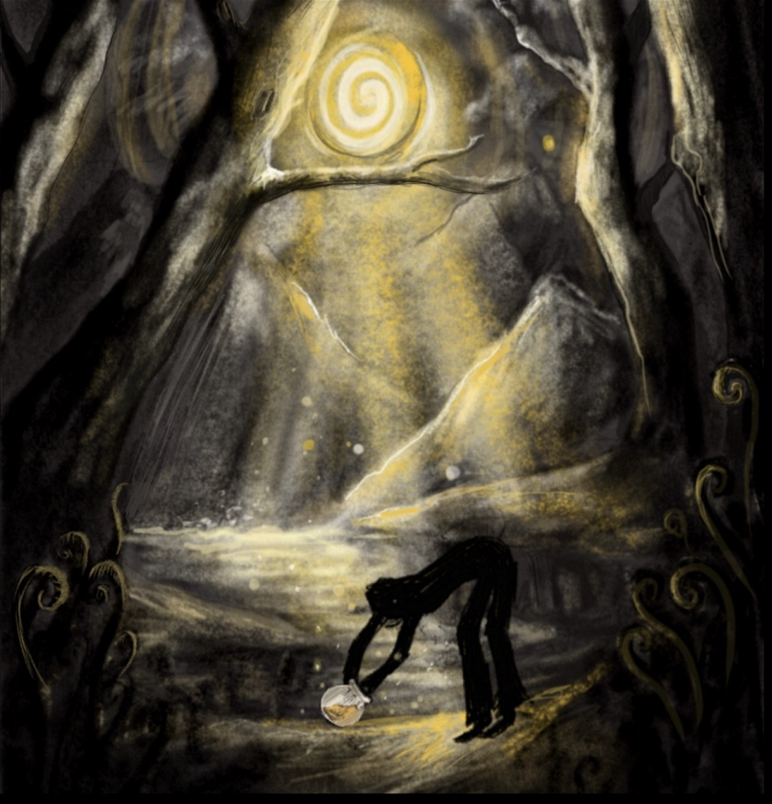 black and yellow drawing