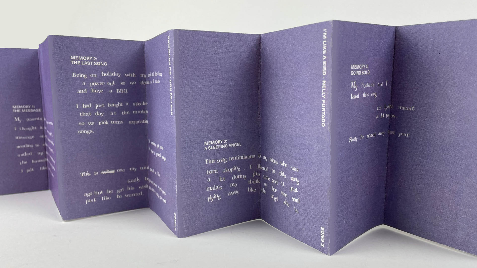 Close up of memories featured in publication