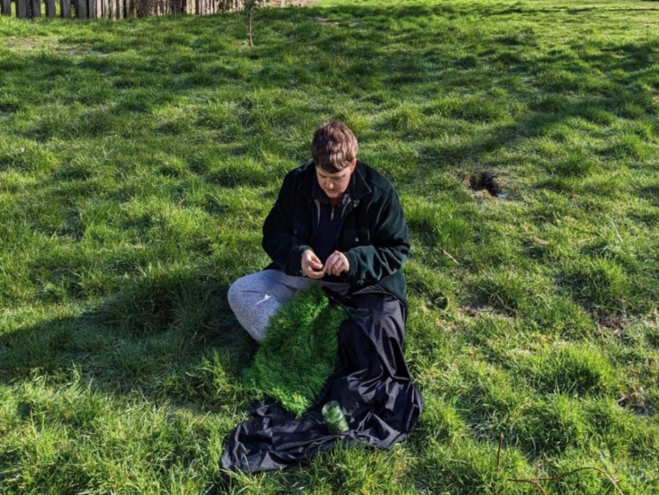 Sewing/sowing a field of grass